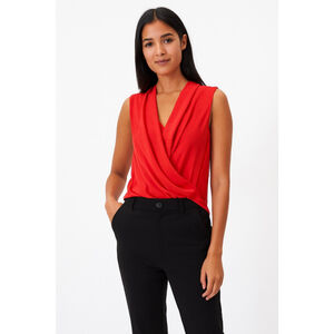 Ann Taylor LOFT Red Sleeveless Drape Neck Tank Top Small
